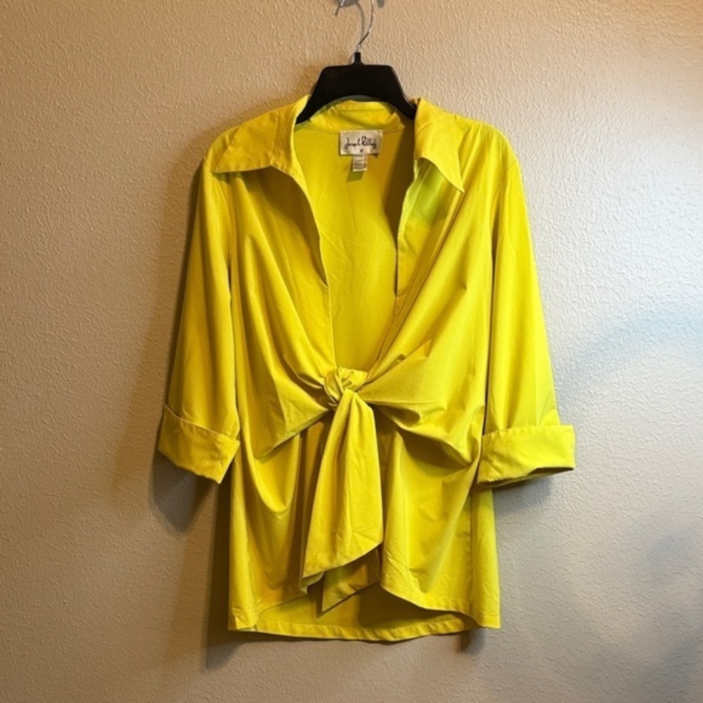 Joseph Ribkoff Bright Yellow Tie-Front Blouse